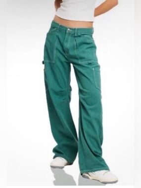 Lioness Revolve Miami Vice Carpenter Pants Green Womens XS high Rise Wide Leg